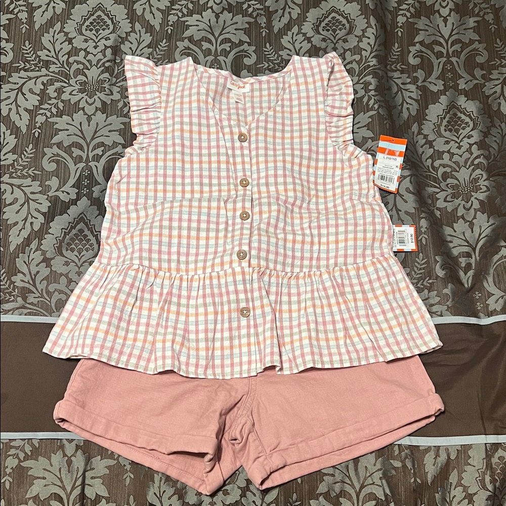Cat & Jack Multicolor Checkered Top and shorts